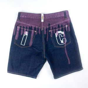 Billionaire Boys Club Ice Cream Drip Denim Jean Shorts Purple Sparkle Men Size S